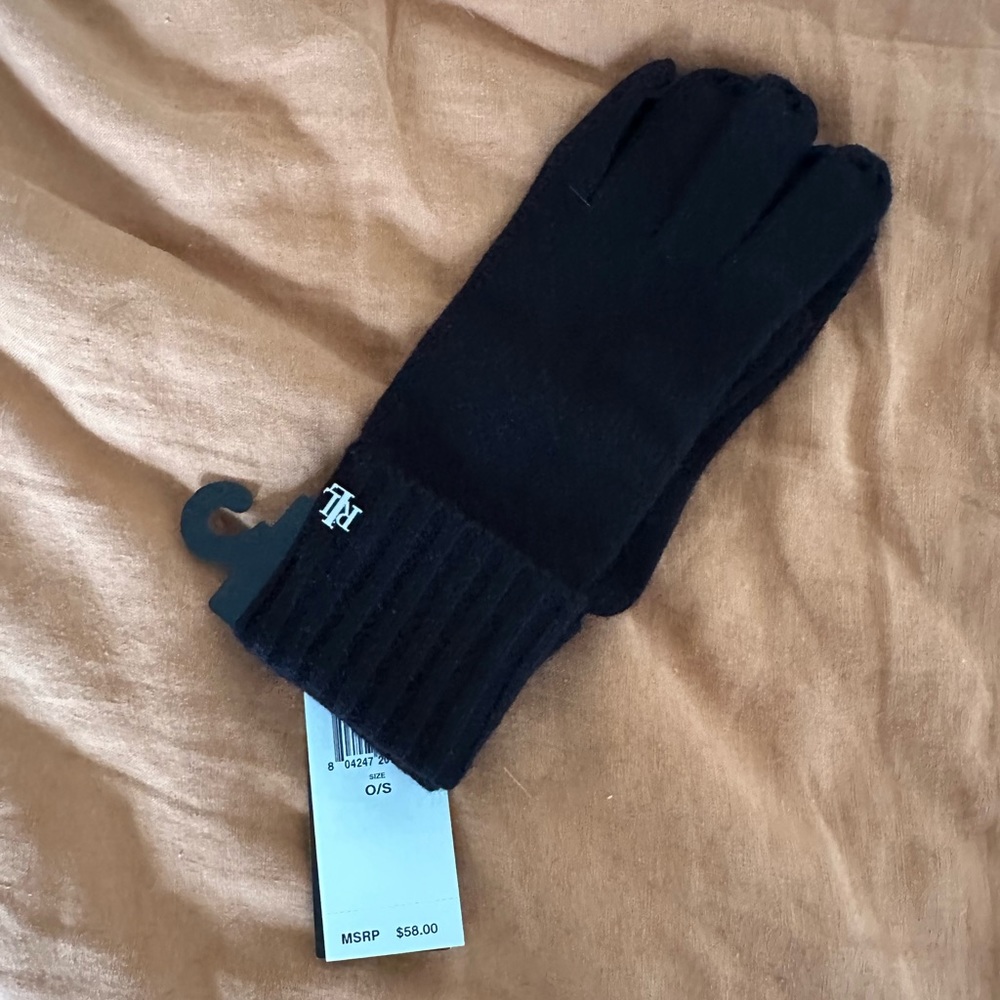 NWT Ralph Lauren Black Knit Gloves